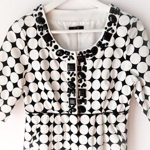 C2 STUDIO Black & White Circle Pattern Dress with Gemstones - Size Small